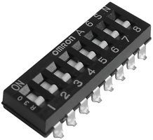 DIP SWITCH, 4, SPST, FLUSH SLIDE