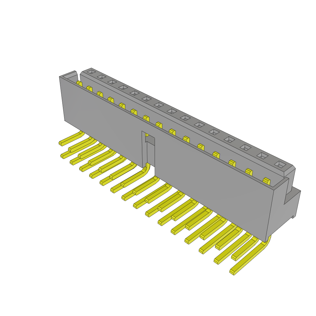 30-Position 2mm Pitch Shrouded Header, 30 Contacts, Gold Plated, Bronze Material