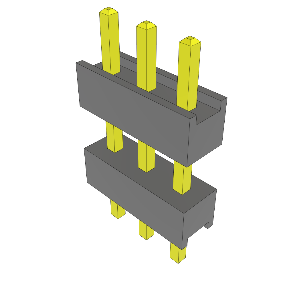 3-Contact HDR Board Stacker, 2.54mm Pitch, Through Hole Mount