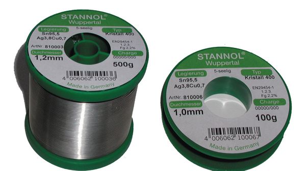 Solder wire Sn95.5/Ag3.8/Cu0.7 100 g 0.5 mm, TSC KRISTALL 400, 810004, Stannol