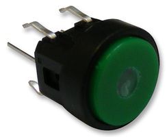 SWITCH, P/BUTTON, ROUND, SPST, GREEN; Product Range: TS Series; Actuator Orientation: Top Actuated; Switch Mounting:...