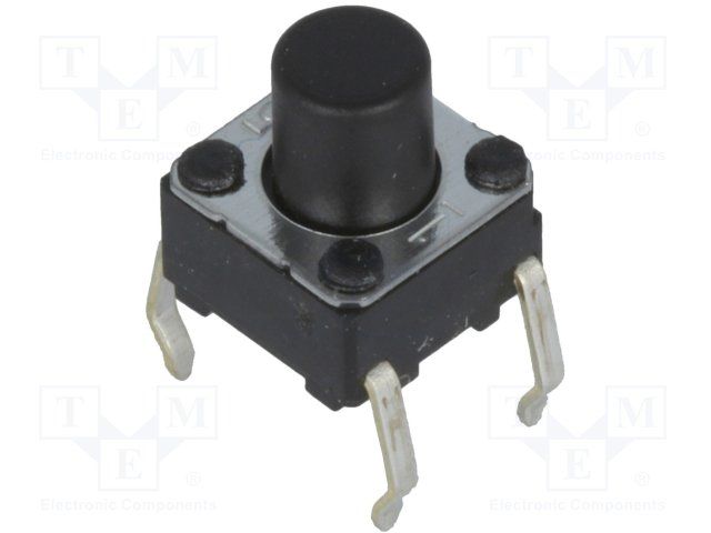 Tactile Switch SPST 0.05A 24VDC Thru-Hole PC Pins 0.98N