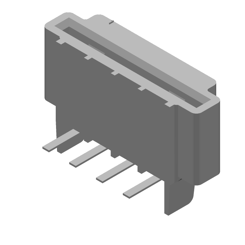 FFC/FPC Connector, 4 Pos, 2.54mm, RA Thru-Hole, Signal
