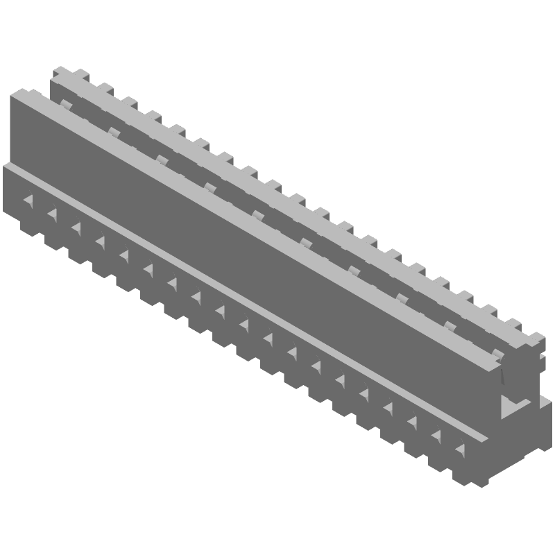 2.5mm Pitch 19 Pos Female Card Edge Connector, Right Angle
