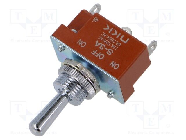 SPDT On-Off-On Toggle Switch, 20A 125VAC, Panel Mount, Solder Lug
