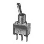 SPDT Toggle Switch, ON None ON, Bat Lever, PC Pins, 7A 250VAC, Miniature
