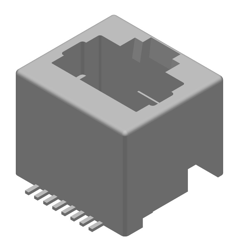 8/8 Pos Signal Modular Jack, Female, Straight, 1.5A, 150V, SMD