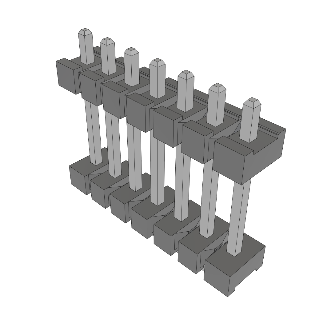 7-Contact HDR Board Stacker Connector, 3.96mm Pitch, 845VDC, Through Hole Mount