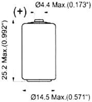 LITHIUM BATTERY, 3.6V, 1/2AA; Battery Technology:Lithium; Battery Capacity:1Ah; Battery Voltage:3.6V; Battery Size Code:1/2AA; Battery Terminals:Axial Leaded; External Diameter:14.5mm; External Height:25.2mm; External Width:- ;RoHS Compliant: NA