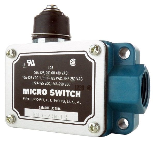 SPDT Limit Switch, 20A 250VDC, Snap Action, Top Plunger, Conduit