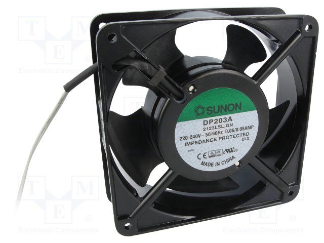 Fan;  AC;  220-240V;  120x120x38mm;  Sq;  70/63CFM;  11/10W;  36/32dBA;  Terminals