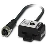 AS-Interface distributor with IP67 protection for two flat-ribbon conductors, with 2.0 m PUR round conductor and molded, straight, A-coded, 4-pos. M12 SPEEDCON socket