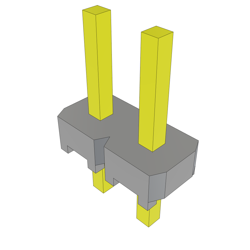 2-Contact Unshrouded Header, 2.54mm Pitch, Through Hole Mount, -55°C to 105°C
