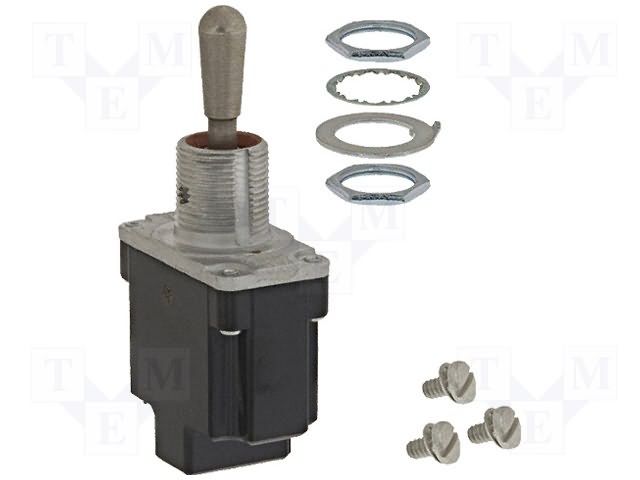 SPDT Toggle Switch, 20A 277VAC, Panel Mount, Screw Terminals