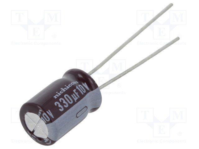 330uF 10V Aluminum Electrolytic Capacitor, Radial, 350mA