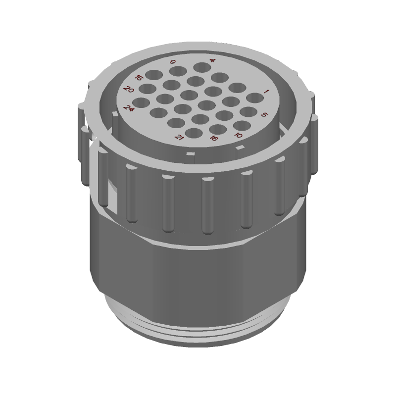 24 Pos Circular Crimp Plug, 600V, IP67, Nylon, Black