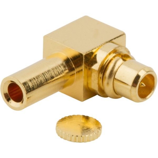 RF MMCX Connector, Male, Right Angle, 6GHz, 50 Ohm, Gold