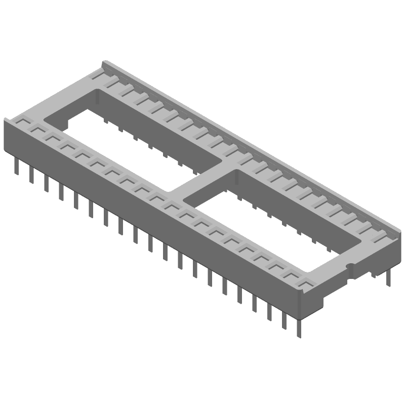 40 Pos 2.54mm DIP Socket, Straight Thru-Hole, 1A, 250V