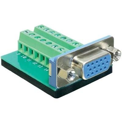 VGA connector Socket, vertical vertical Number of pins: 16 Silver Delock 65170 1 pc(s)