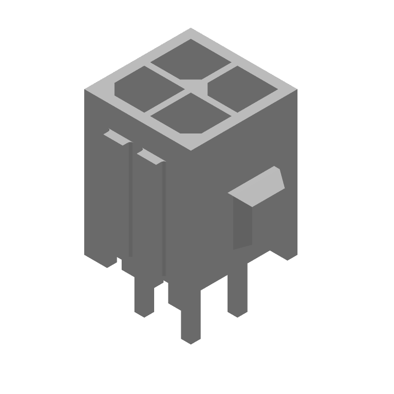 4 Pos Power Connector, 5A, 250V, 3mm Pitch, Solder, Thru-Hole, Male