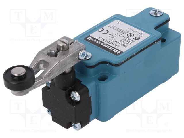 Snap Acting/Limit Switch, SPDT, Momentary, 0.55A, 125VDC, Screw Terminal, Side Rotary Roller Lever Actuator, Panel Mount