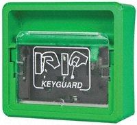 Green Snatch off plastic Window Fire Alarm Call Point Keyguard Key Case, 125 x 142 x 45mm