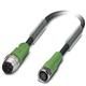 Sensor/actuator cable, 3-pos., PUR halogen-free, black, straight plug M12 on straight socket M8, cable length: 5 m