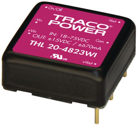 TRACOPOWER Iso DC-DC Converter; Vin 9 to36V dc; Vout 5V dc; I/O isolation 1500V dc