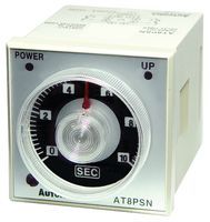 DELAY TIMER, 0.5SEC TO 10SEC; Product Range:AT8PSN Series; Timer Functions:Off-Delay; No. of Timing Ranges:4Ranges; Time Min:0.05s; Time Max:10s; Timer Output:2 Changeover Relays; Supply Voltage Max:24V; Current Rating Nom:3A
