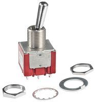 Switch Toggle ON None ON DPDT Large Bat Lever PC Pins 10A 250VAC PC Mount with Threads