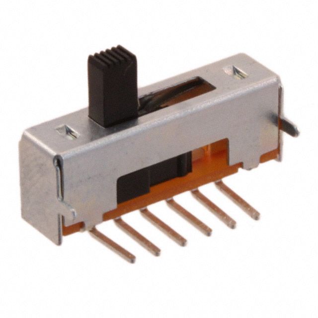 Slide Switch, 4 Positions, SP4T, Latched, 0.3A, 30VDC, 8 PCB Hole Cnt, Solder Terminal, Through Hole-right Angle