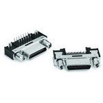 26 Pos Female D-Sub Connector, Right Angle, Solder, 350V, 500mA