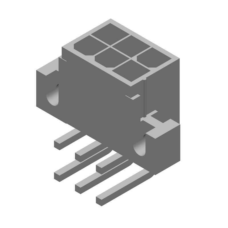 6 Pos Power Connector, 9A, 600V, 4.2mm Pitch, RA Thru-Hole
