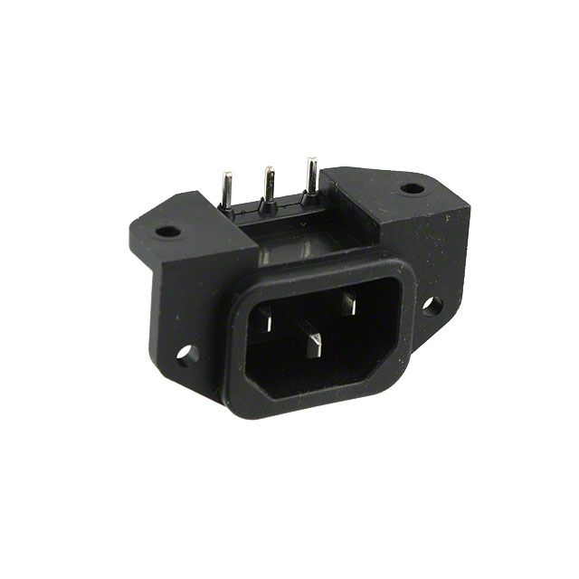 AC Power Entry Receptacle, C14, 15A, 250V, 3 Pos, RA, TH