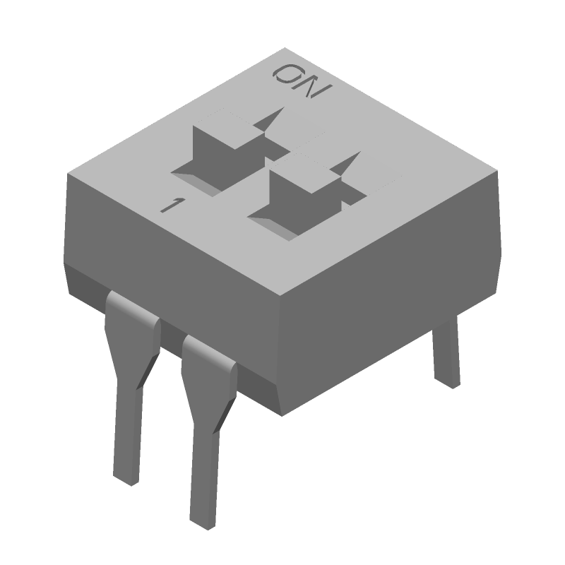 DIP Switch, SPST, 2 Pos, Slide, 1A 24VDC, Thru-Hole, PC Pins
