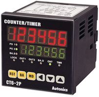 DIGITAL COUNTER/TIMER, 6-DIGIT, 100VAC TO 240VAC; No. of Digits / Alpha:6; Digit Height:13mm; Supply Voltage Min:100VAC; Supply Voltage Max:240VAC; Panel Cutout Height:-; Panel Cutout Width:-; Operating Temperature Min:-10 C