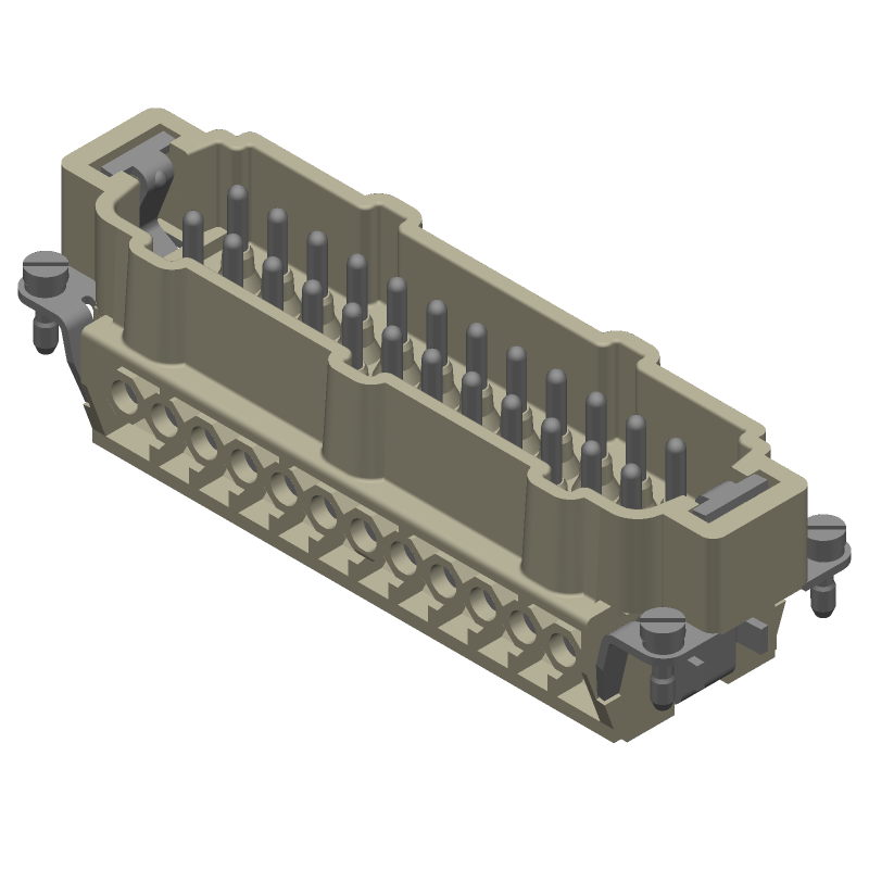 24 Pos Rectangular Connector, Male, 16A, 500V, Screw Term
