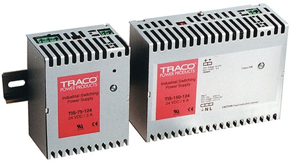 TRACOPOWER TIS 150-124 AC/DC DIN Rail Power Supply, Industrial, Adjustable, Fixed, 1 Output, 93 VAC, 264 VAC, 150 W