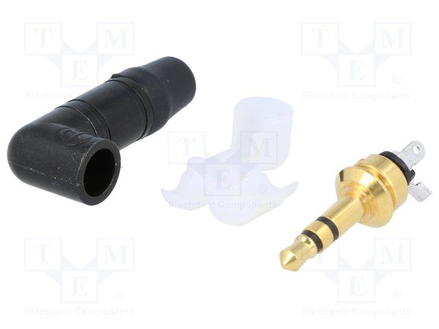 Phone Connectors 3C 3.5mm R/A BLK GLD