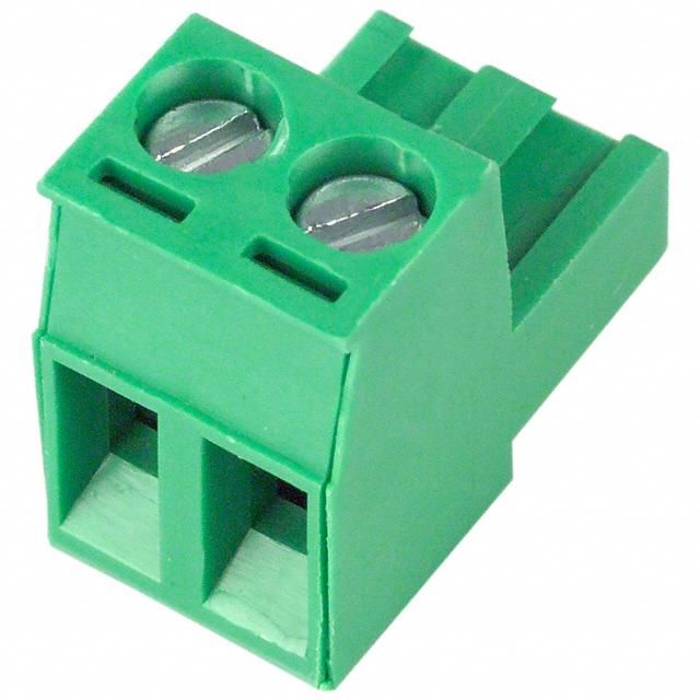 2 Pos 5mm Screw RA Terminal Block, 15A, 300V, UL94 V-0, Green