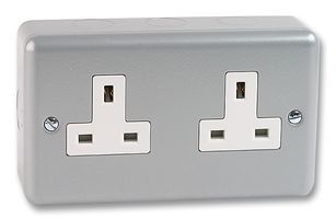 MEM   F3042   SOCKET, 13A, 2GANG, METAL