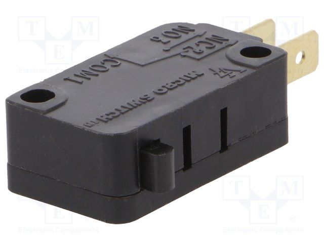 SPDT Snap Action Switch, 11A 250VDC, Quick Connect, Plastic Plunger