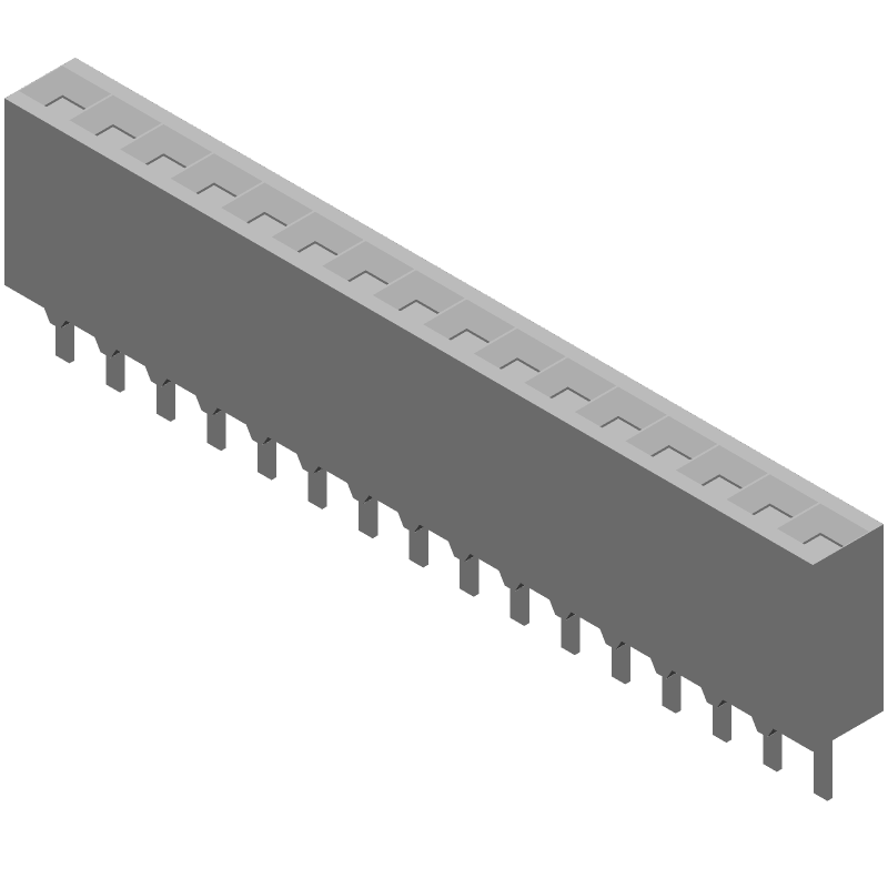 16 Pos 2.54mm Socket Strip Receptacle, Straight, Gold, 2A, 750V