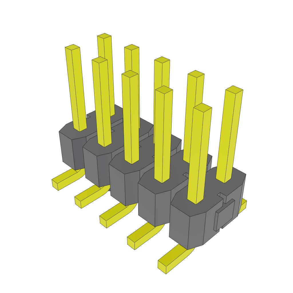 10 Pos 2.54mm Straight Gold Male Pin Header, 7A, 475V