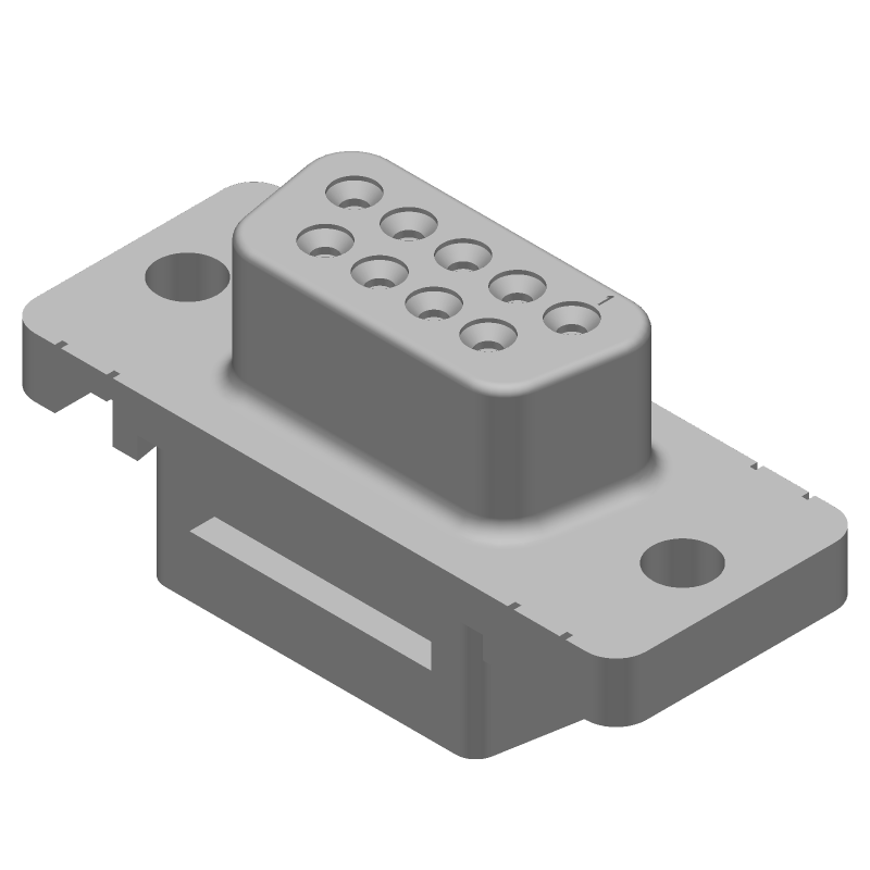 9 Pos D-Sub RA Receptacle, Shielded, IDC, 250V, 1.25A