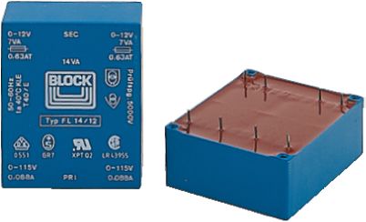 PCB transformer 2 VA 12 VAC  (2x), FL 2/12, Block
