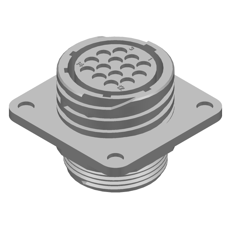 14 Pos Circular Receptacle, Crimp, IP65, 250V