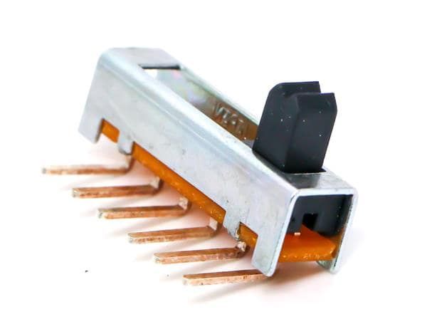 SLIDE SWITCH, SP5T, LATCHED, 0.15A, 12VDC, THROUGH HOLE-RIGHT ANGLE, ROHS COMPLIANT