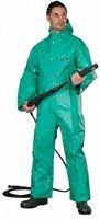 39  41in Men's Green Acid Resistant, Alkali Resistant, Oil Resistant, Solvent Resistant Nylon Coverall