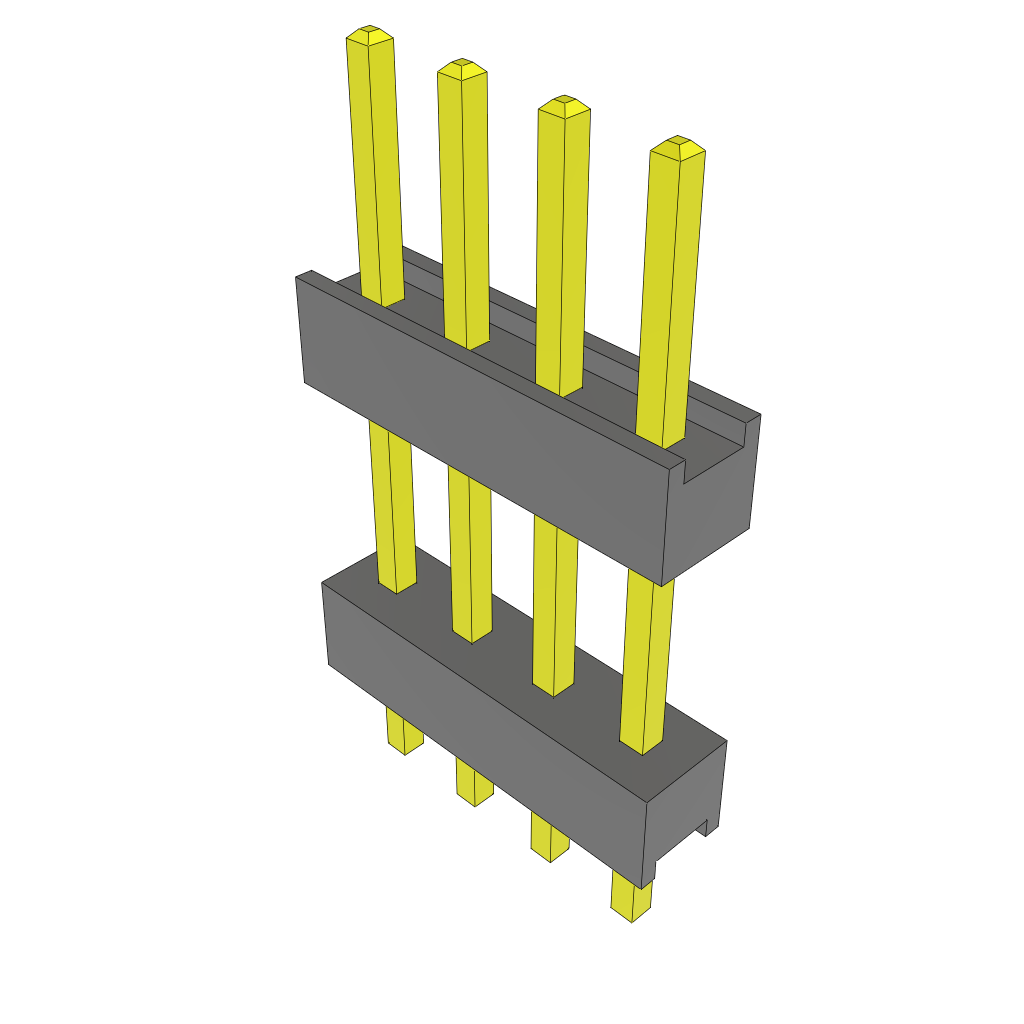 4-Position 2.54mm Pitch Through-Hole Connector, Gold Contact, Black Color